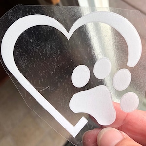 Dog Paw Iron On Transfer, Heart Paw, Dog Lover Gift, Dog Paw Print Decal, Heat Transfer, Iron On Decal, TShirt Iron On Decal Ready To Press