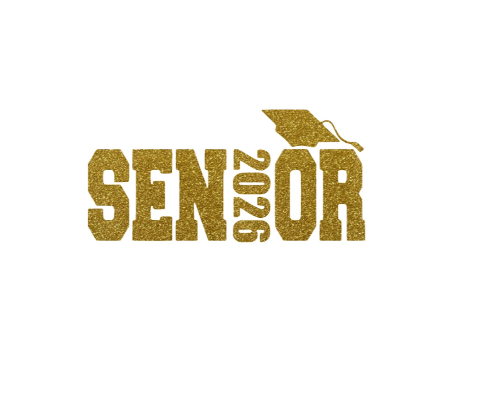 Senior 2026 Iron-On Decal: Graduation Shirt Heat Transfer - Glitter Options
