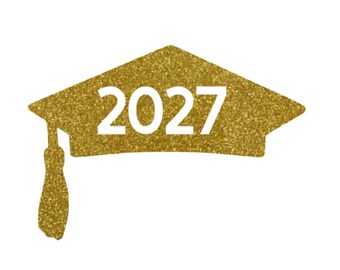 2027 Graduation Cap Iron On Decal, Class Of 2027, Graduation Tshirt Patch, DIY Graduation, HTV Graphic, Senior Tshirt Transfer, Senior Photo