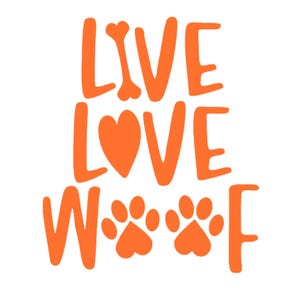 Live Love Woof Iron On Decal, Dog Decal, Iron On Transfer, Dog Lover Gift, Dog Paw Print Decal, Iron On Sticker, Vinyl Applique, Patches