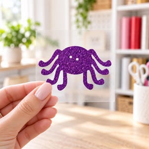 Halloween Spider Iron On Transfer, Halloween Shirt Decal, Solid or Glitter Vinyl