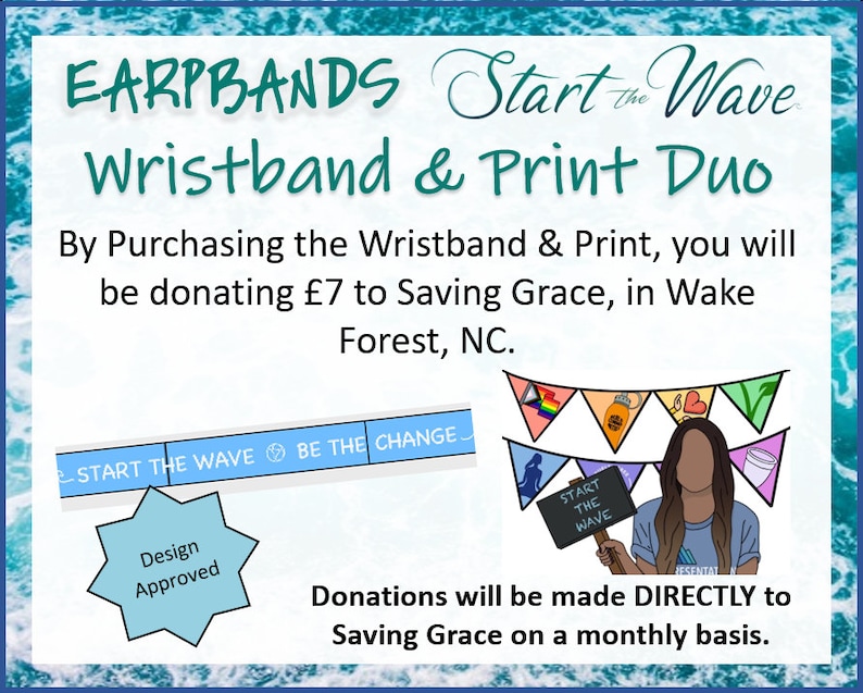 Dominique PC Charity Start The Wave Adjustable Wristband /& Print Bundle