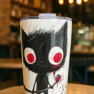 20oz Gothic Black Cat Tumbler: &quot;Don&#39;t Test Me&quot; Insulated Stainless Steel Cup