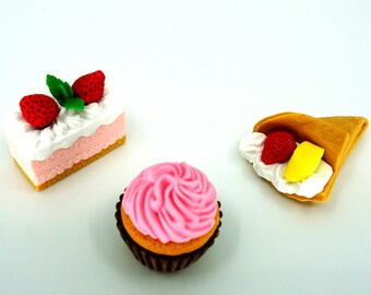 6 x Pudding Rubber Eraser Bakery Cake Novelty Party Gift Stocking Filler Puzzle