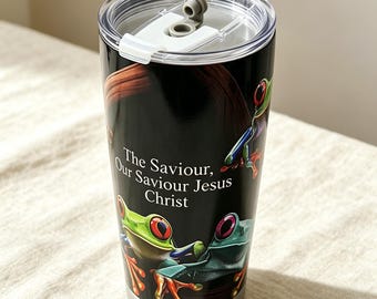 Frog Faith Tumbler – 20oz Christian Insulated Stainless Steel Travel Cup Frog Design, Keeps Drinks Hot or Cold, Christian Affirmations Cups