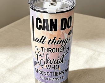 Butterfly Scripture Christian Cross Tumbler 20oz – Inspirational Stainless Steel Travel Cup Bible Verse, Faith Hope Religious Gift for Women