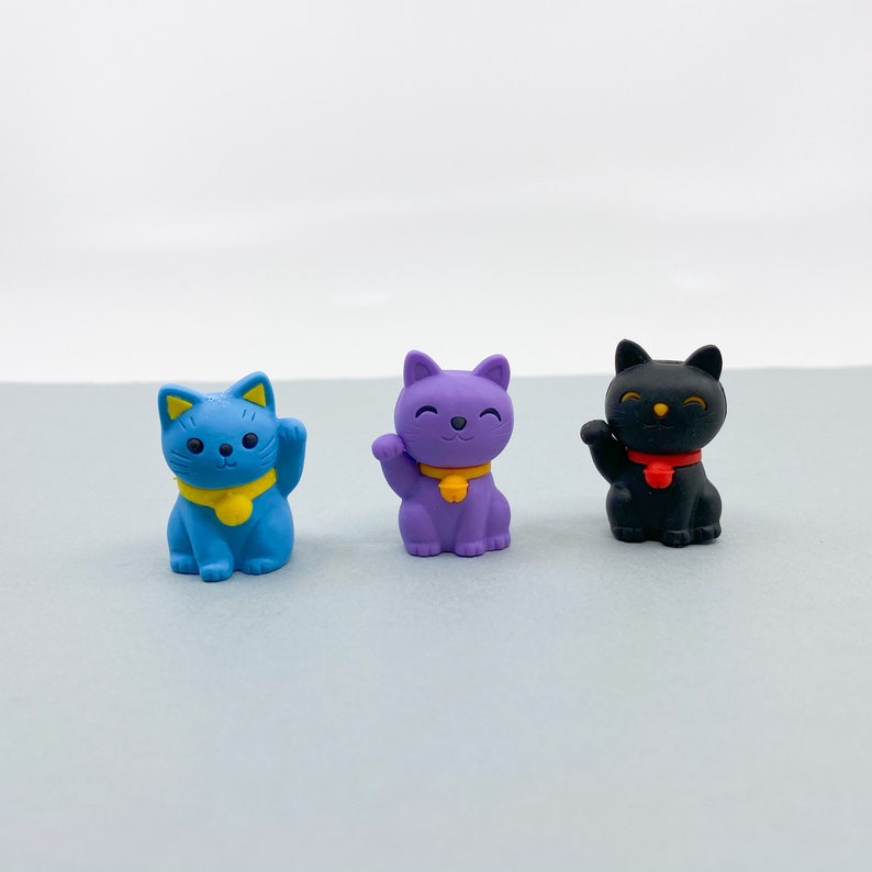 ON SALE Set of 3 Meow Cat Erasers Set Combo Kawaii Cute Etsy