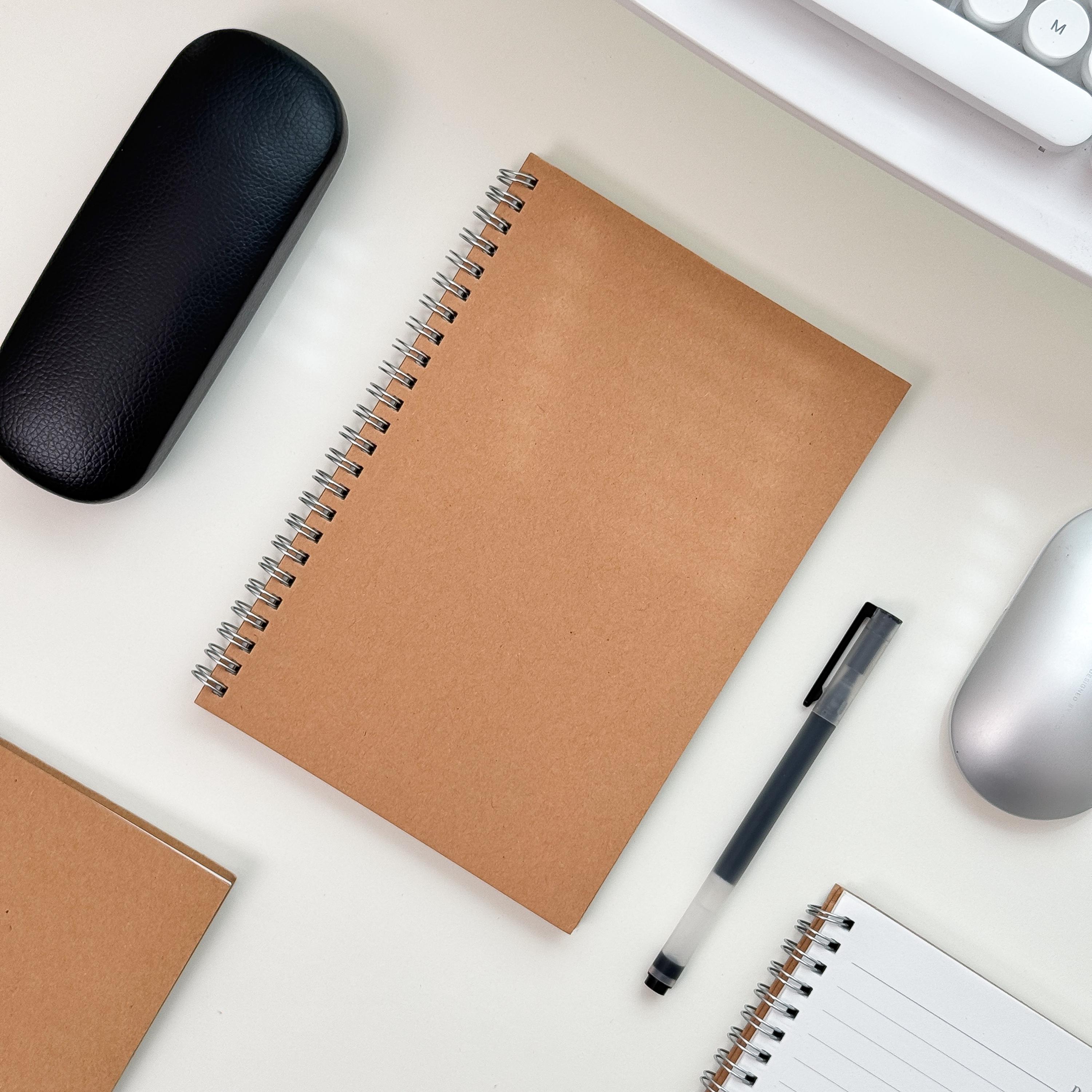 Edulearnable College Spiral Notebook,A5 3 Pcs Pack,Size 5.5X8.2 Inches Blank Travel Writing Notebooks Journal,Memo Notepad Sketchbook,Students Office Business Subject Diary Book Journal-Kraft Cover,120 Pages - View #5