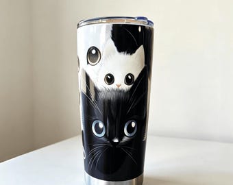 Funny Black Cat 20oz Stainless Steel Insulated Tumbler with Sarcastic Kitty Design
