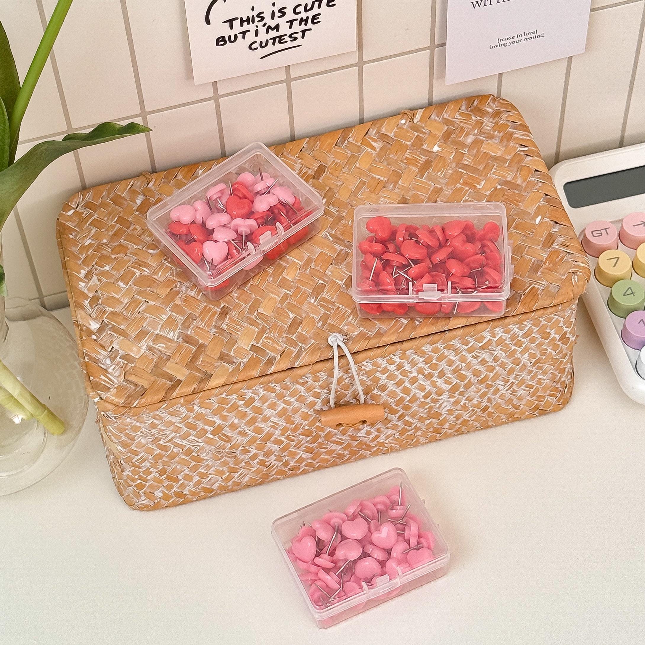 Cute Resin Push Pins – 50pcs Heart Star Thumb Tacks for Corkboard, Kawaii Office Decor, Aesthetic Bulletin Board Pins, Desk Accessories