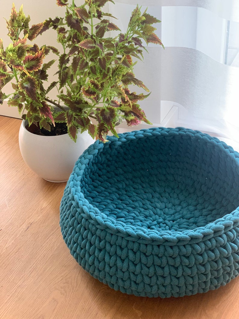 cotton rope pet cave gift for catlover Premium Crochet cat bedding grey cat basket large cat bed stylish gift for cat mom,cuddly fluffy