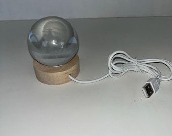 LED-kristallen tafellamp USB 3D Moon Galaxy Globe-nachtlampje - met kerkhofafbeelding.