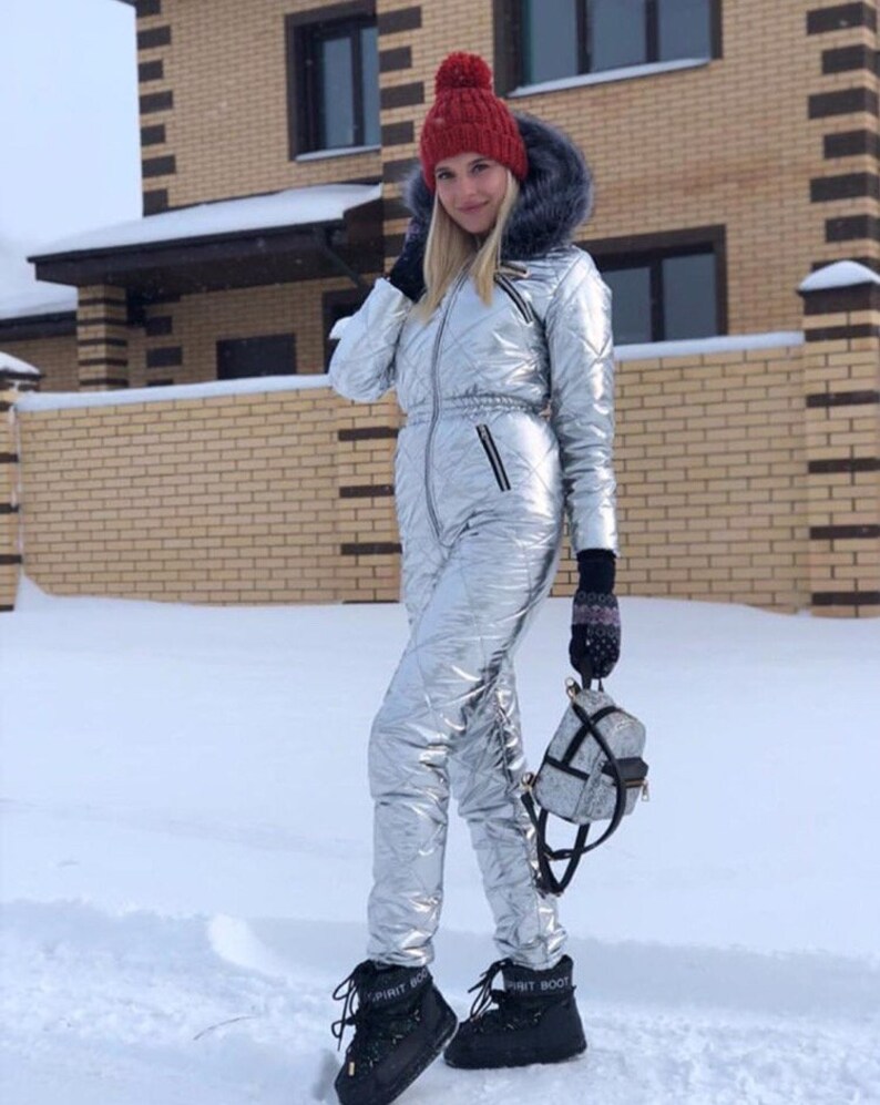 Metallic Silver Ski Suit Man Woman Overall Jumpsuit Glanz | Etsy
