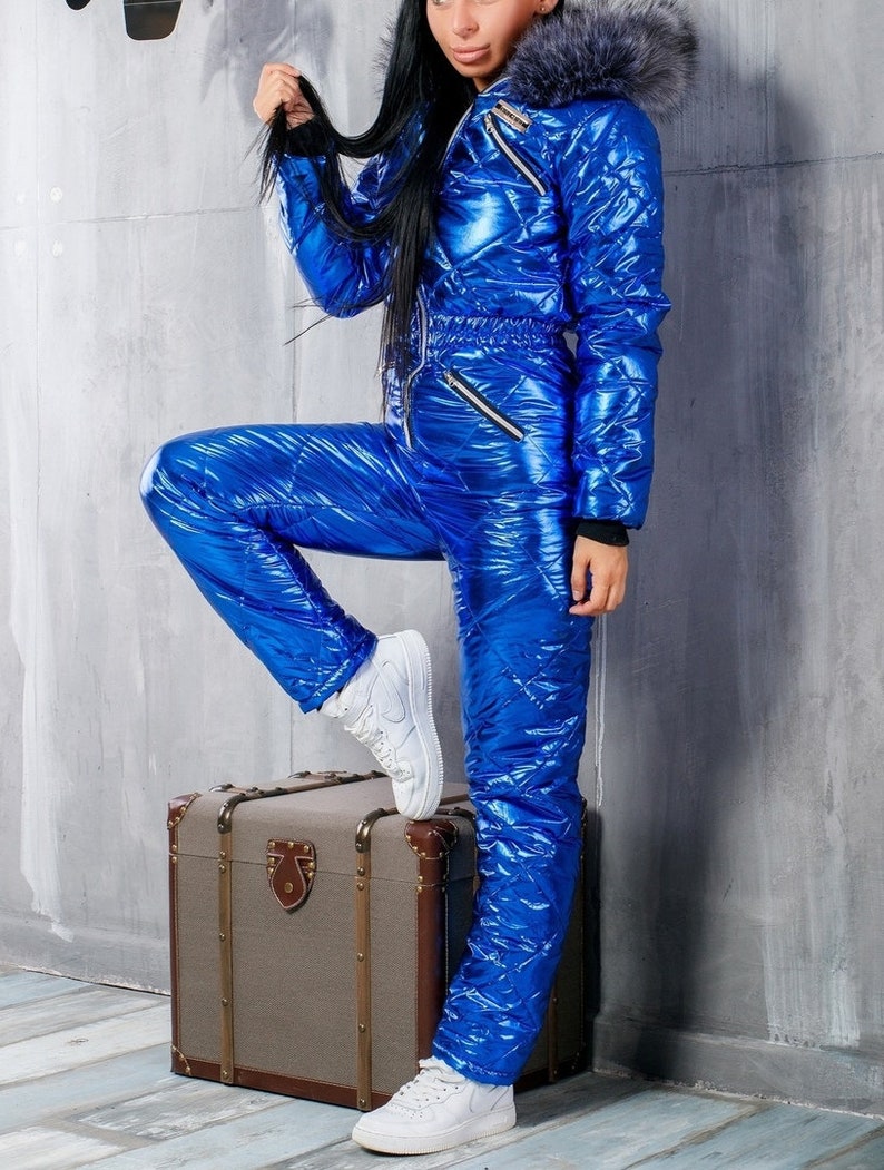 Metallic Blue Winter Ski Suit Overall Jumpsuit Outwear Outfit | Etsy