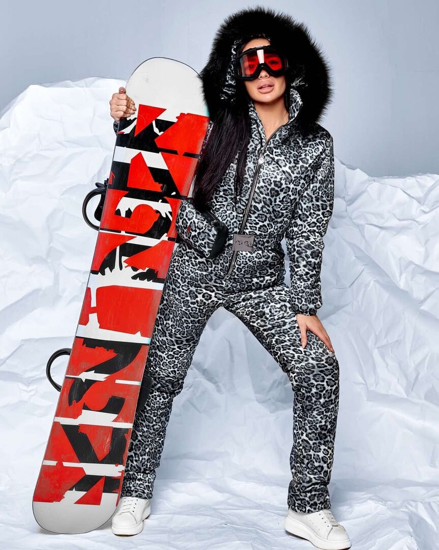 leopard ski suit