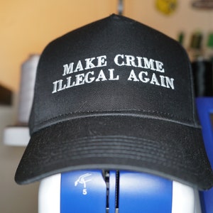 Misdaad weer illegaal maken, MAGA stijl, Republikein, Democraat, Liberaal, Conservatief, Politiek, Geborduurde Snapback Baseball Hat