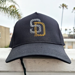 SD San Diego Baseball Scribble Logo, SoCal, California, Embroidered Snapback Hat