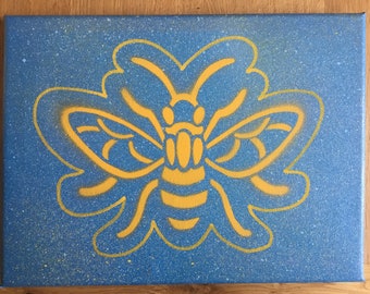 Custom Manchester Bee Spray Paint Canvas