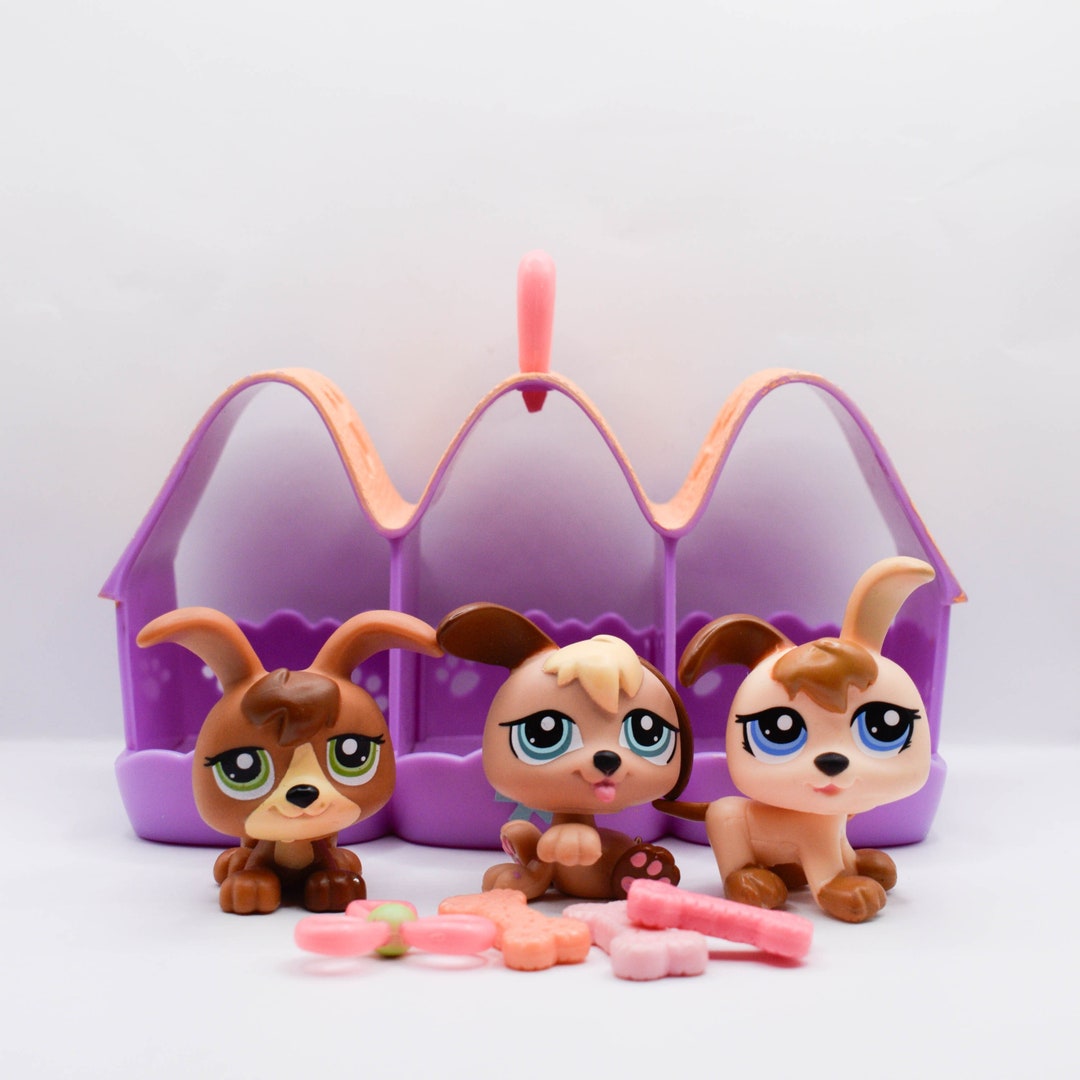 Lot De 3 Figurines Littlest Pet Shop Hasbro – Chiots Bébés 1876, 1877, 1878 – Authentiques