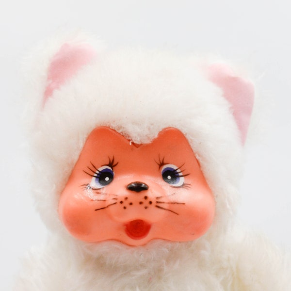 80er Jahre | Jahrgang | Monchhichi | Weiße Kisser Katze | Sekiguchi | dänisch | Finger Hugger | Vintage Plüsch | Vintage Spielzeug | Mein Toytopia