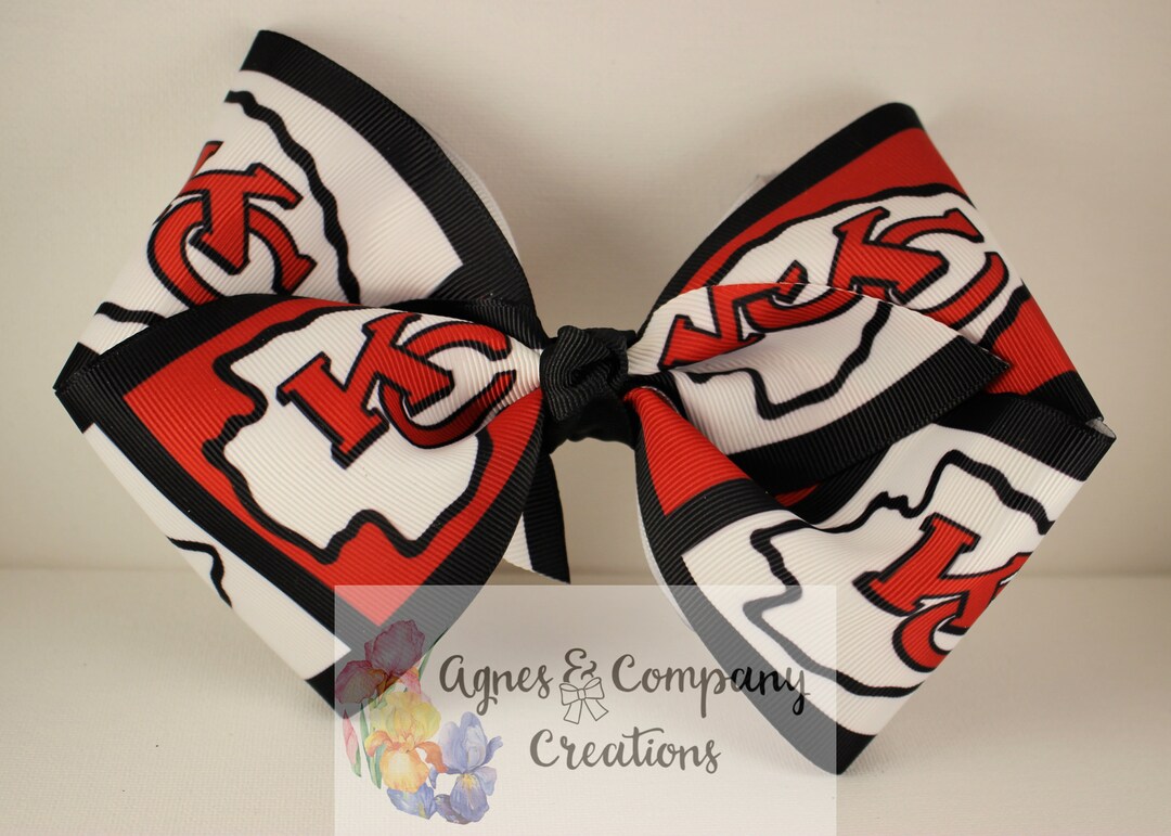 Bekky Ribbon Becky Boutique Style Extra Large Hair Bow Grosgrain Ribbon KC Chiefs ...