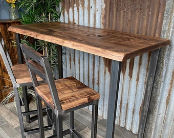 Live Edge Breakfast bar, Poseur table Industrial-style, breakfast bar with matching stools available, bar table