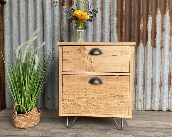 Bedside cabinet Modern-industrial style, bedside table with drawers,  bedroom storage