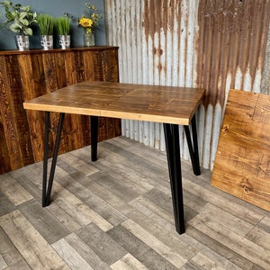 Extending dining table with steel legs Modern-industrial style, industrial extending table with box hairpin legs, extendable table