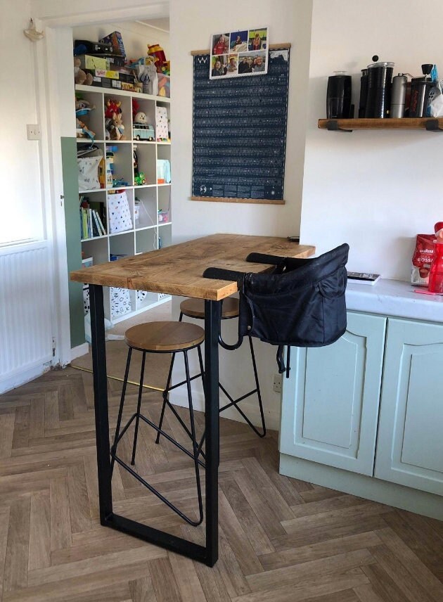 Wall mounted breakfast bar kitchen table available in a variety of finishes heights and sizes to create your bespoke table