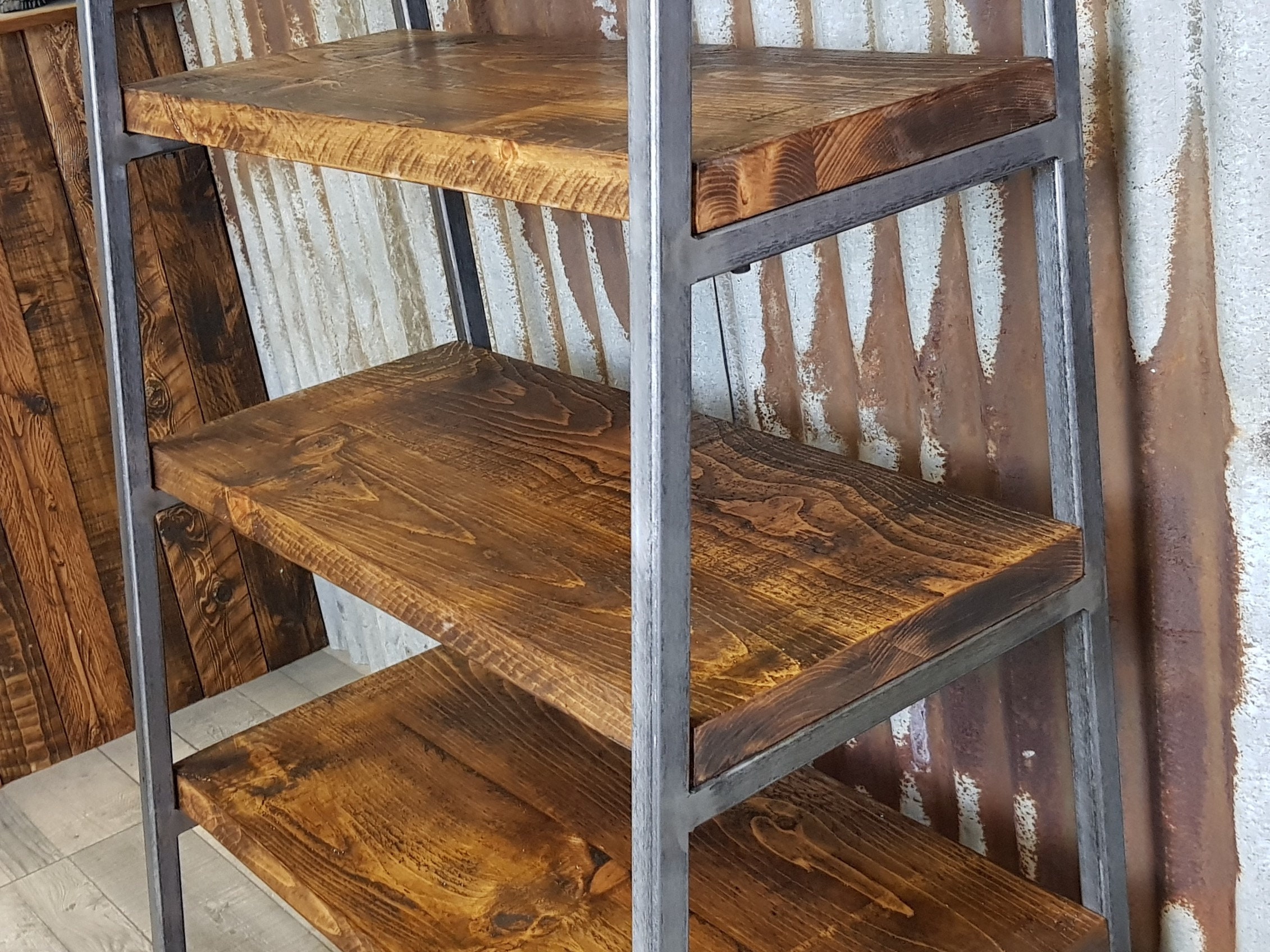 Ladder shelving unit, freestanding shelving unit, leantoo bespoke