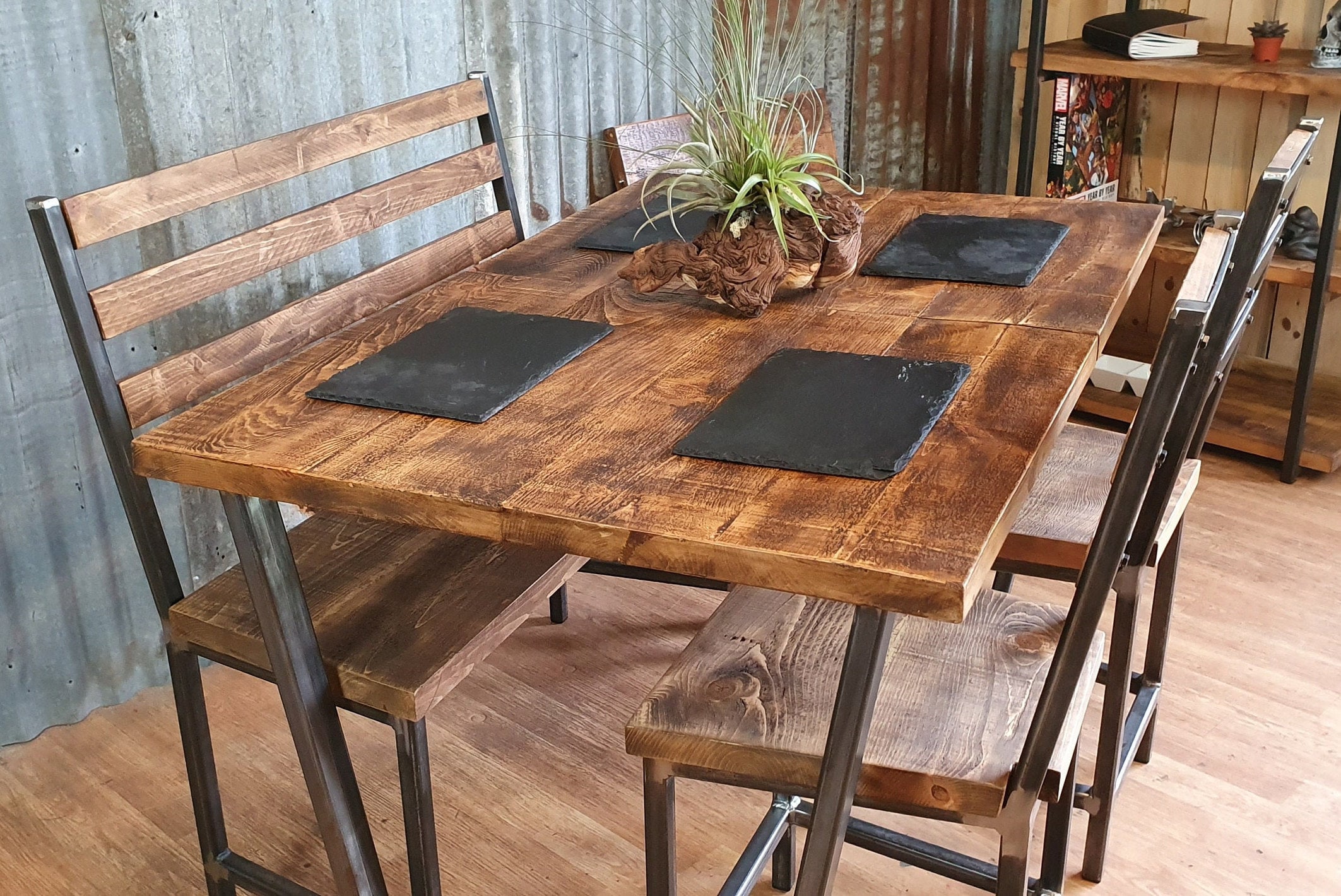 long industrial kitchen table