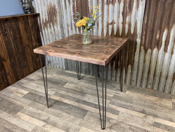 NEW!!! Square Modern Industrial dining table with hairpin legs, hairpin leg square bistro table, reclaimed wood dining table