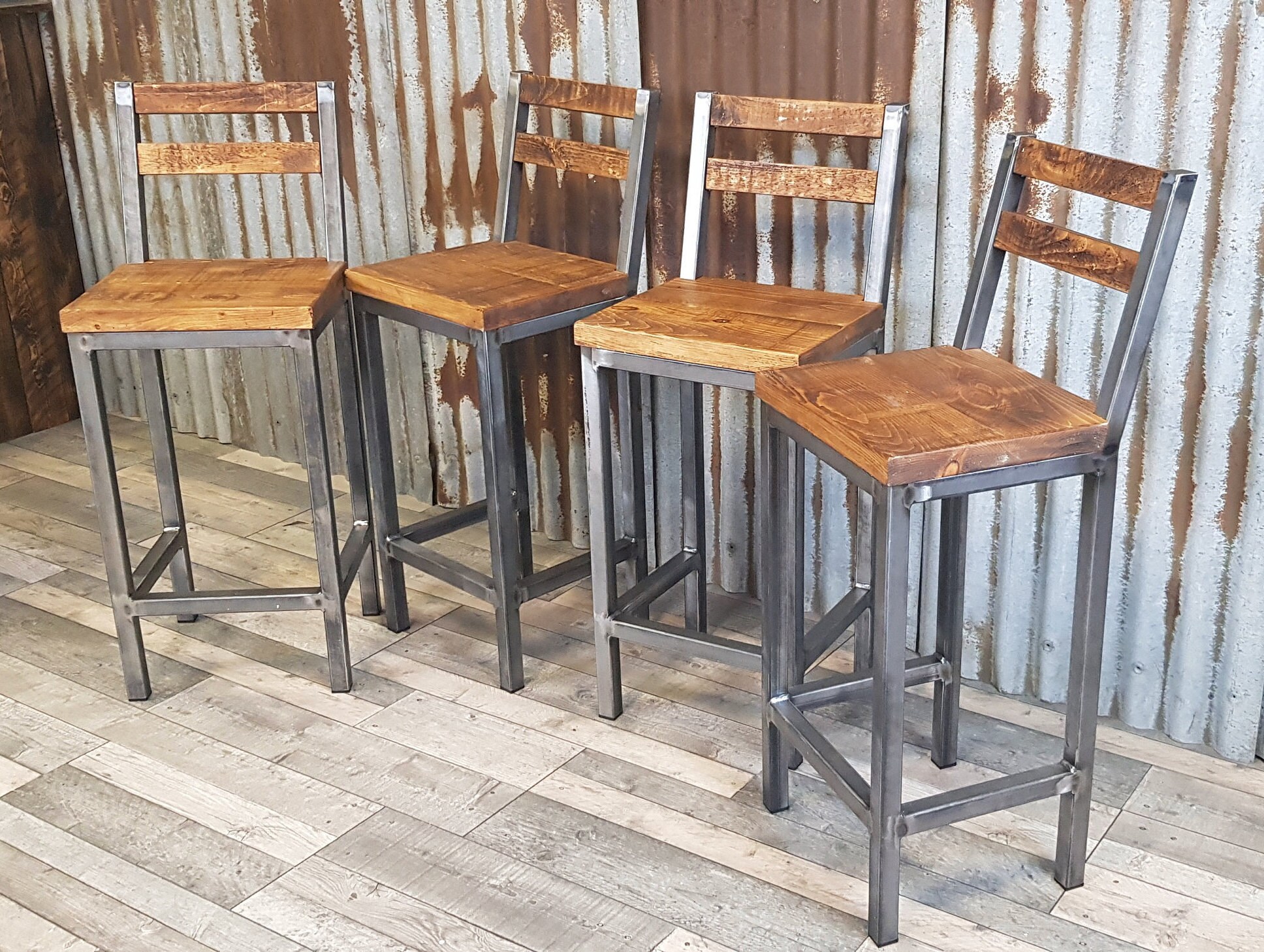 Industrial Style Bar Stools For High Poseur Tables Breakfast Etsy UK