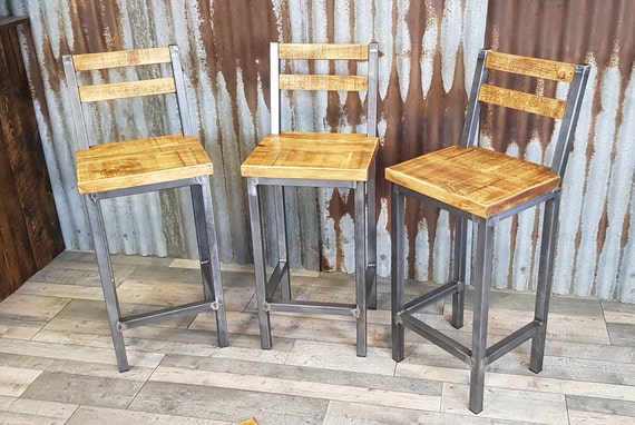 Industrial style bar stools for high poseur tables, breakfast bar stools, industrial style high stools