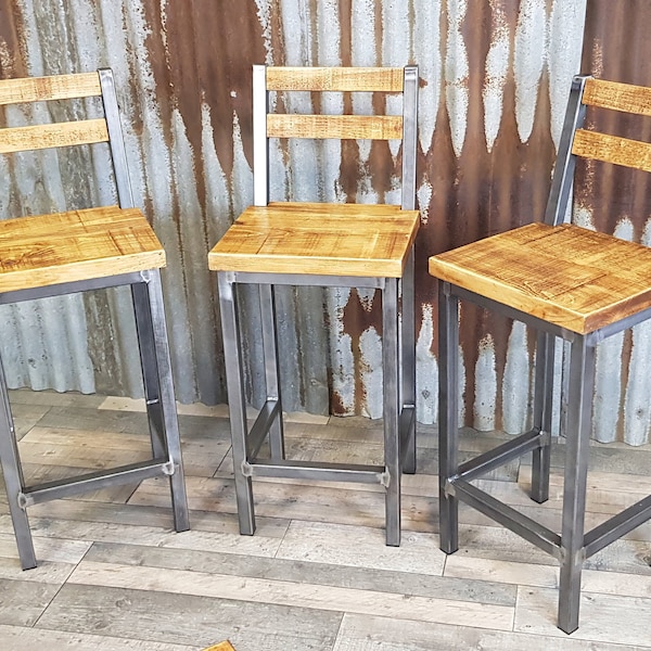 Industrial style bar stools for high poseur tables, breakfast bar stools, industrial style high stools