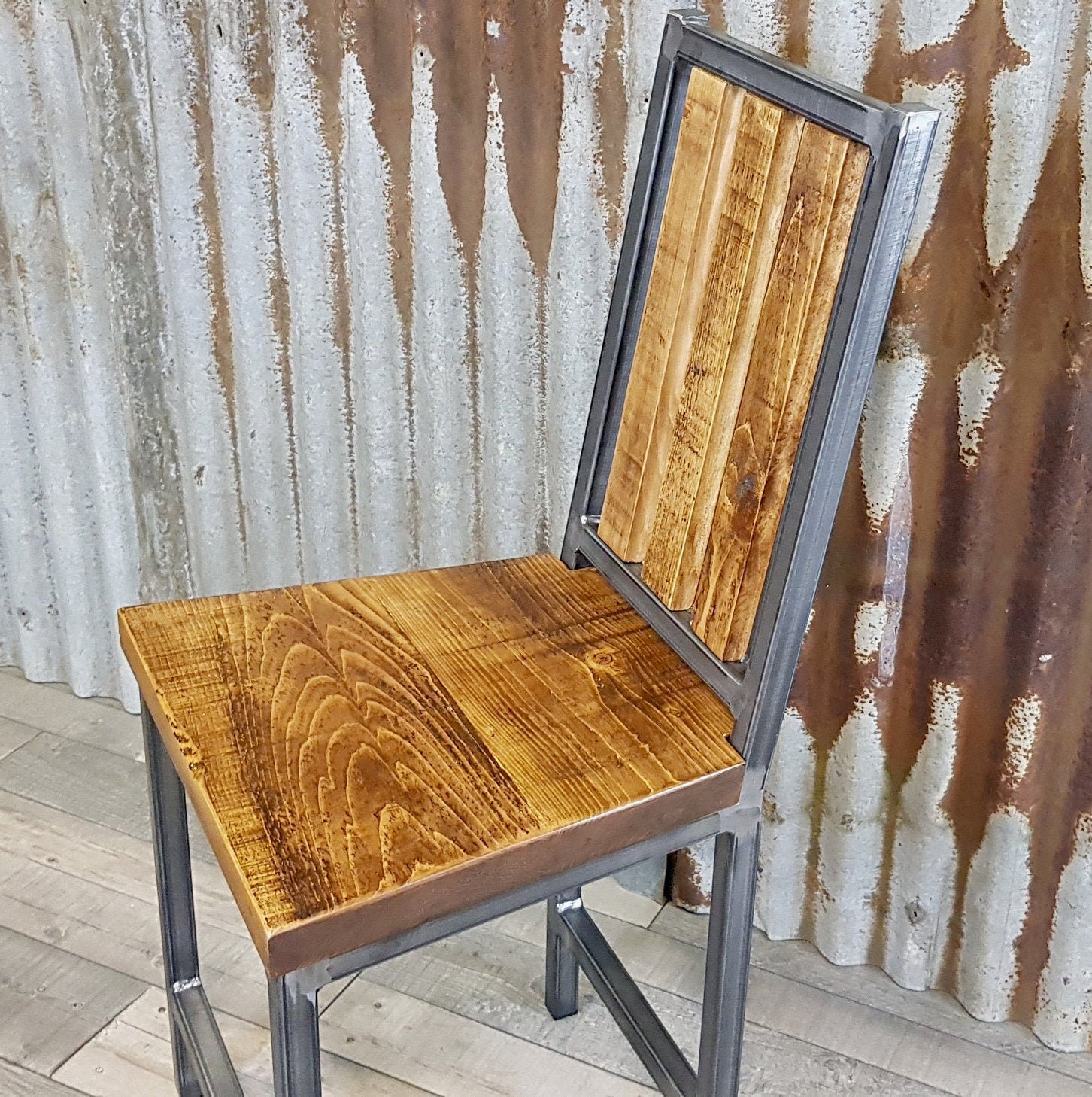 Industrial style dining chair, bespoke dining chairs, wooden chairs