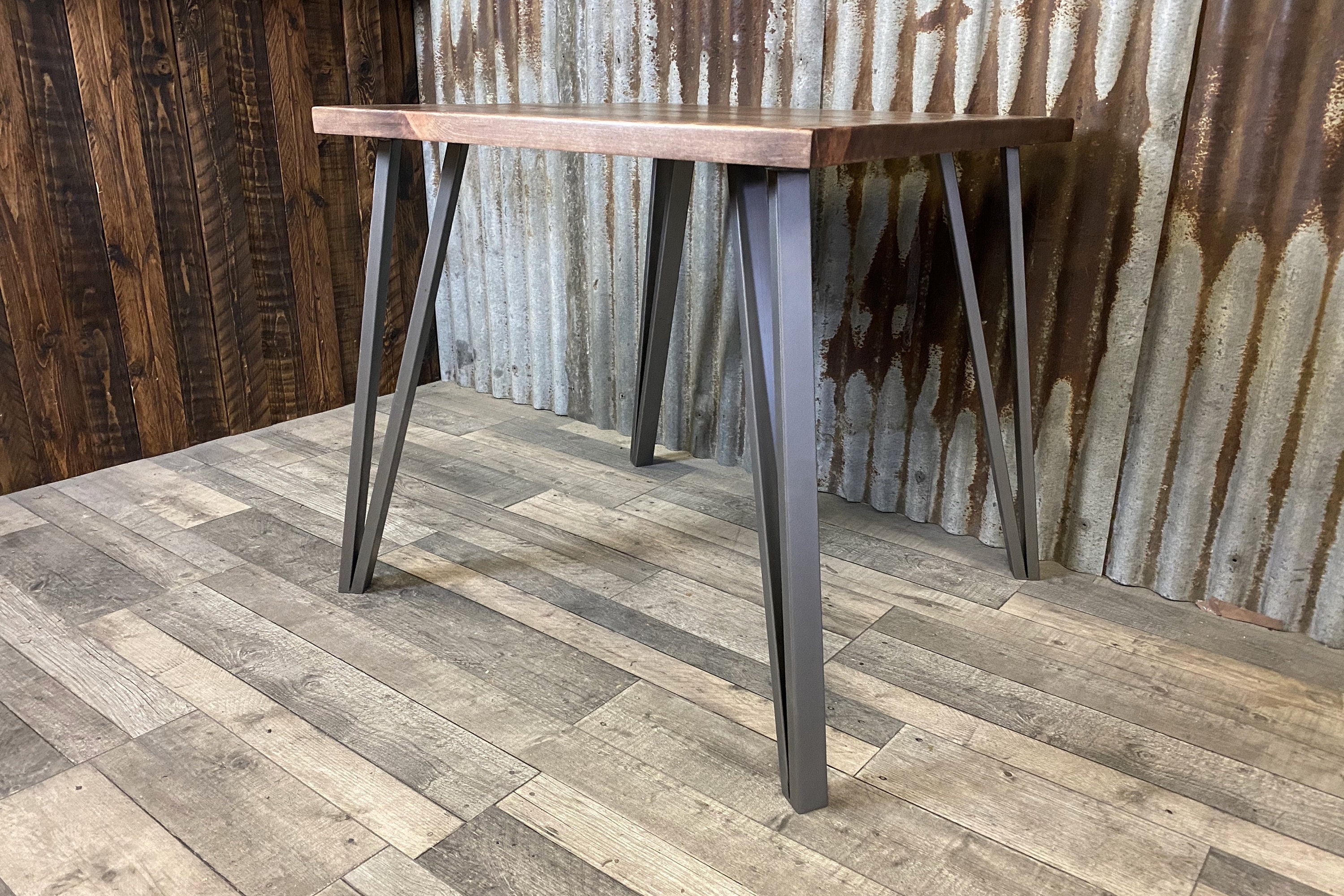 Square dining table with box hairpin legs, hairpin leg square bistro