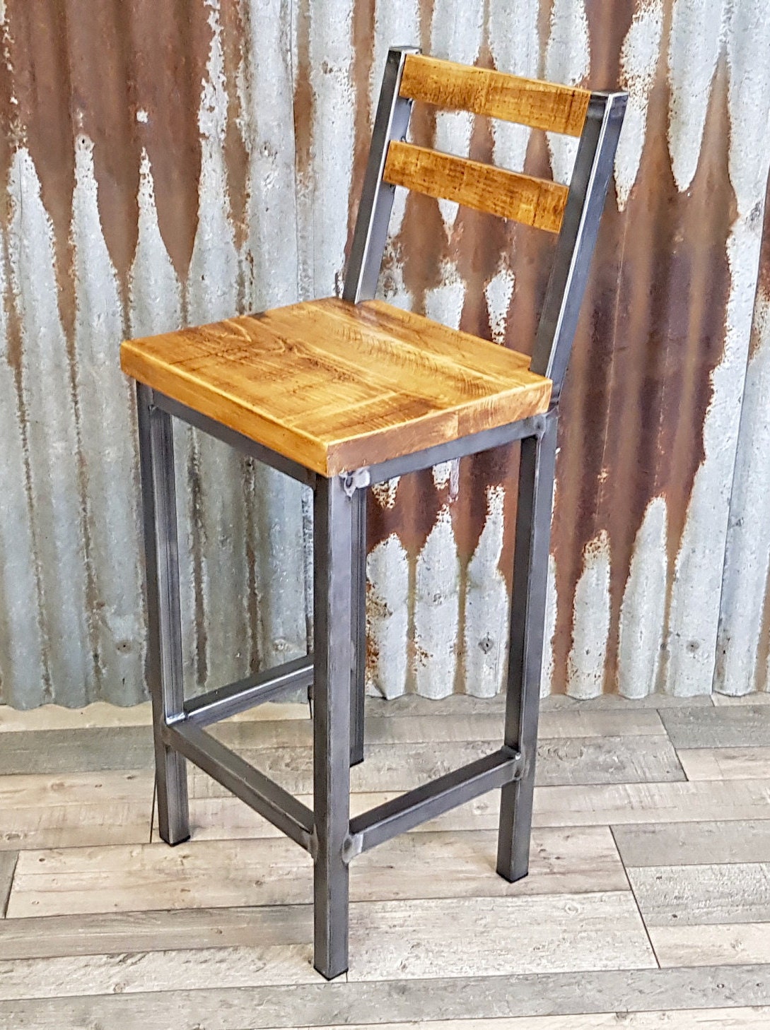 Industrial style bar stools for high poseur tables, breakfast bar