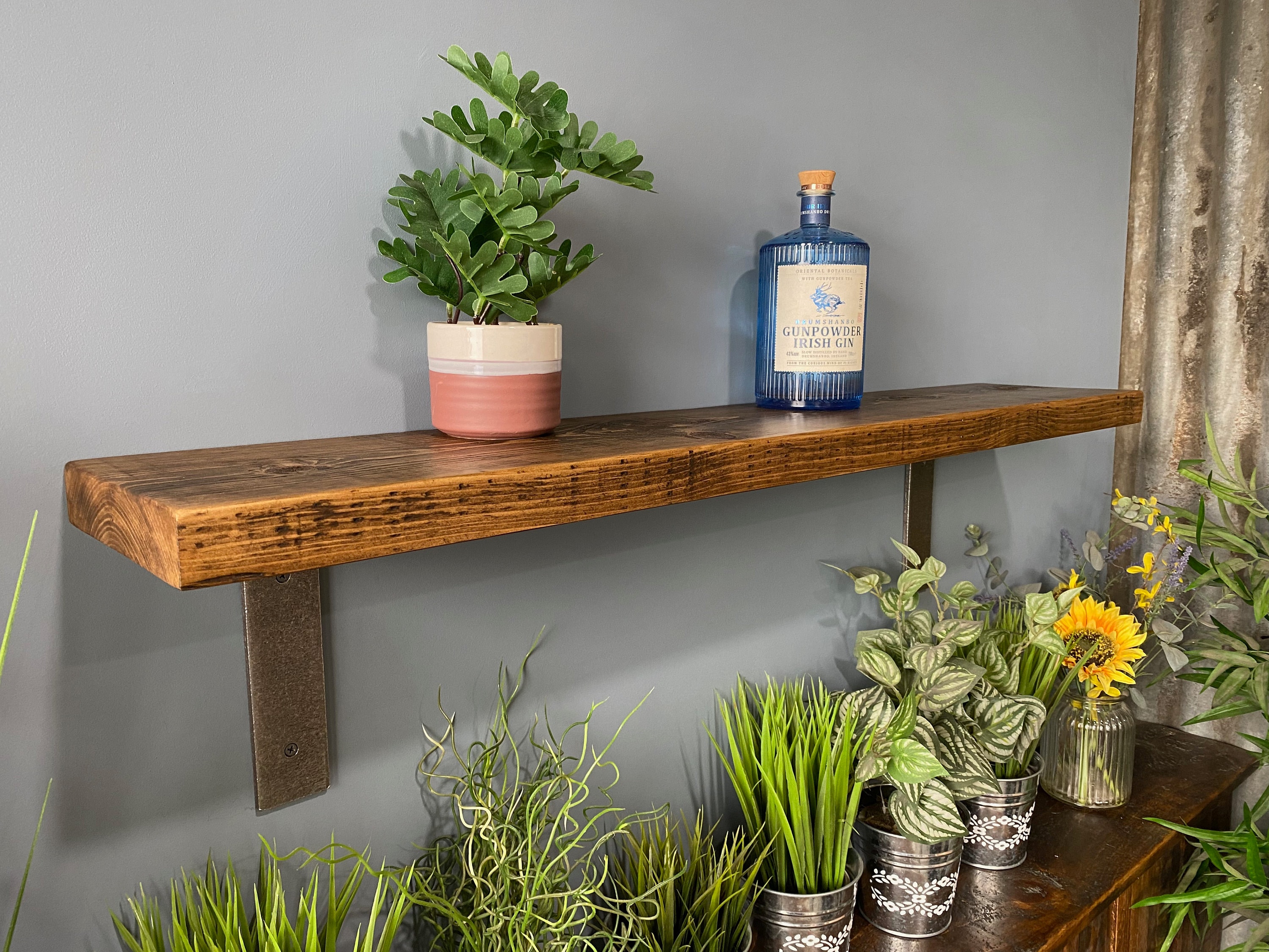 Distressed wood wall sale shelf