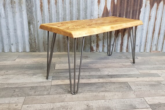 Live edge outlet bench hairpin legs