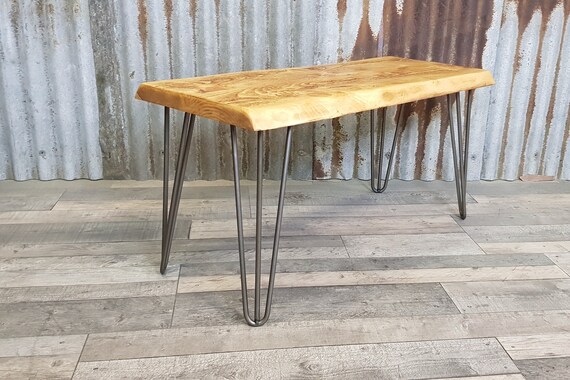 Live edge bench with hairpin legs modern-Industrial style, retro style bench, wooden bench seating