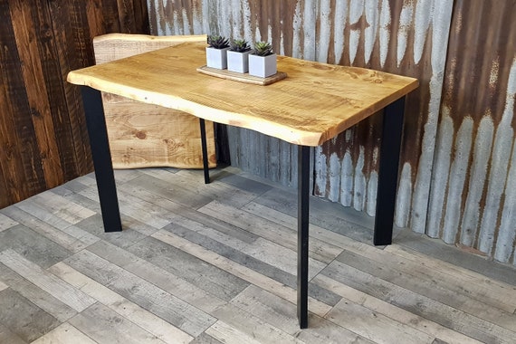 Live edge Extending dining table with steel legs, live edge dining table, extendable table