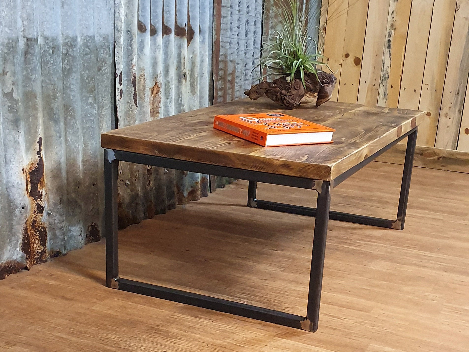 Industrial reclaimed Calia style coffee table, solid wood coffee table