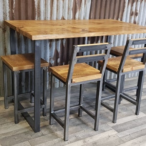 Breakfast bar kitchen table, industrial poseur table, breakfast bar with matching stools available, handmade furniture
