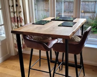 Live edge breakfast bar kitchen table available in a variety of finishes, heights and sizes to create your bespoke table
