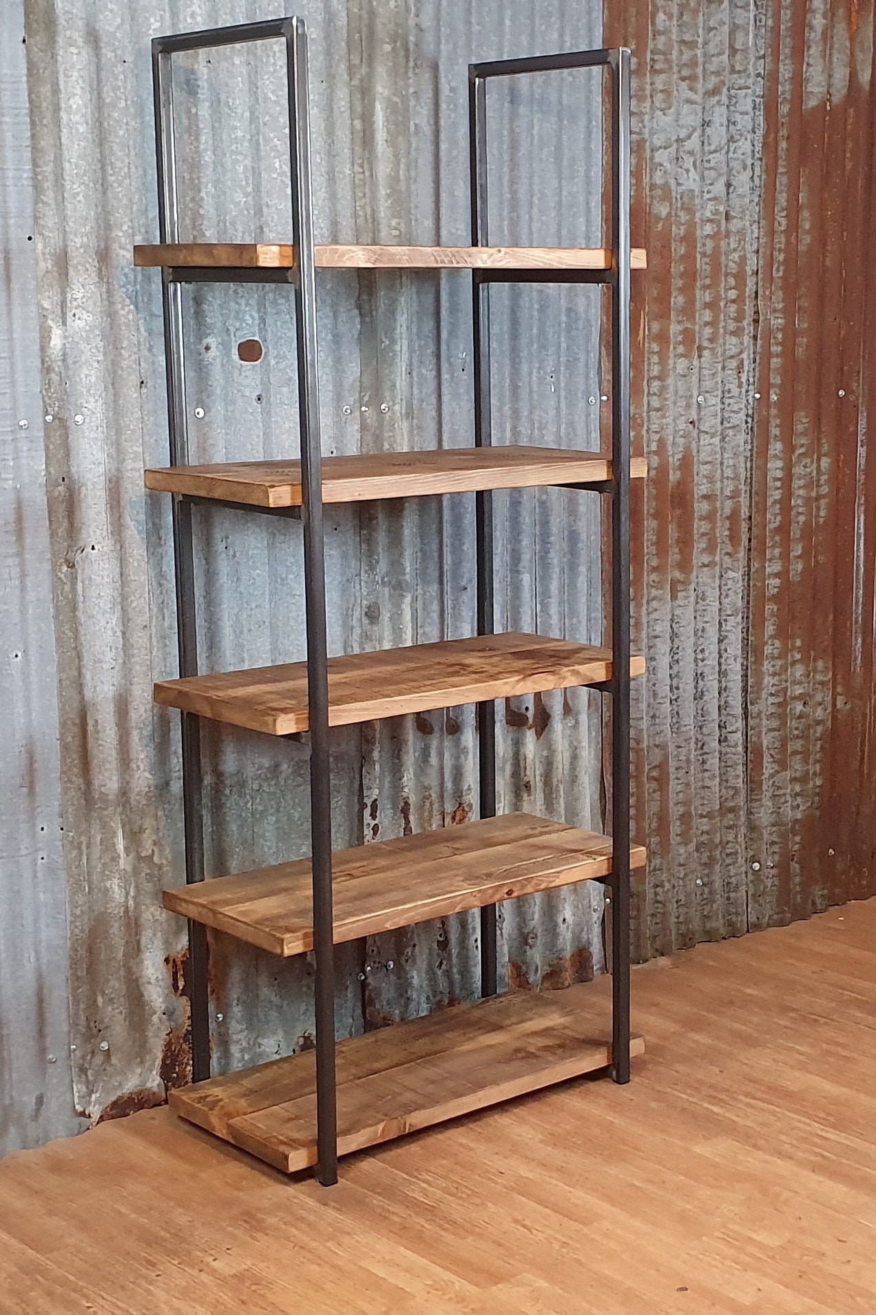 industrial style shelving unit, freestanding bookshelves, solid wood bookcase