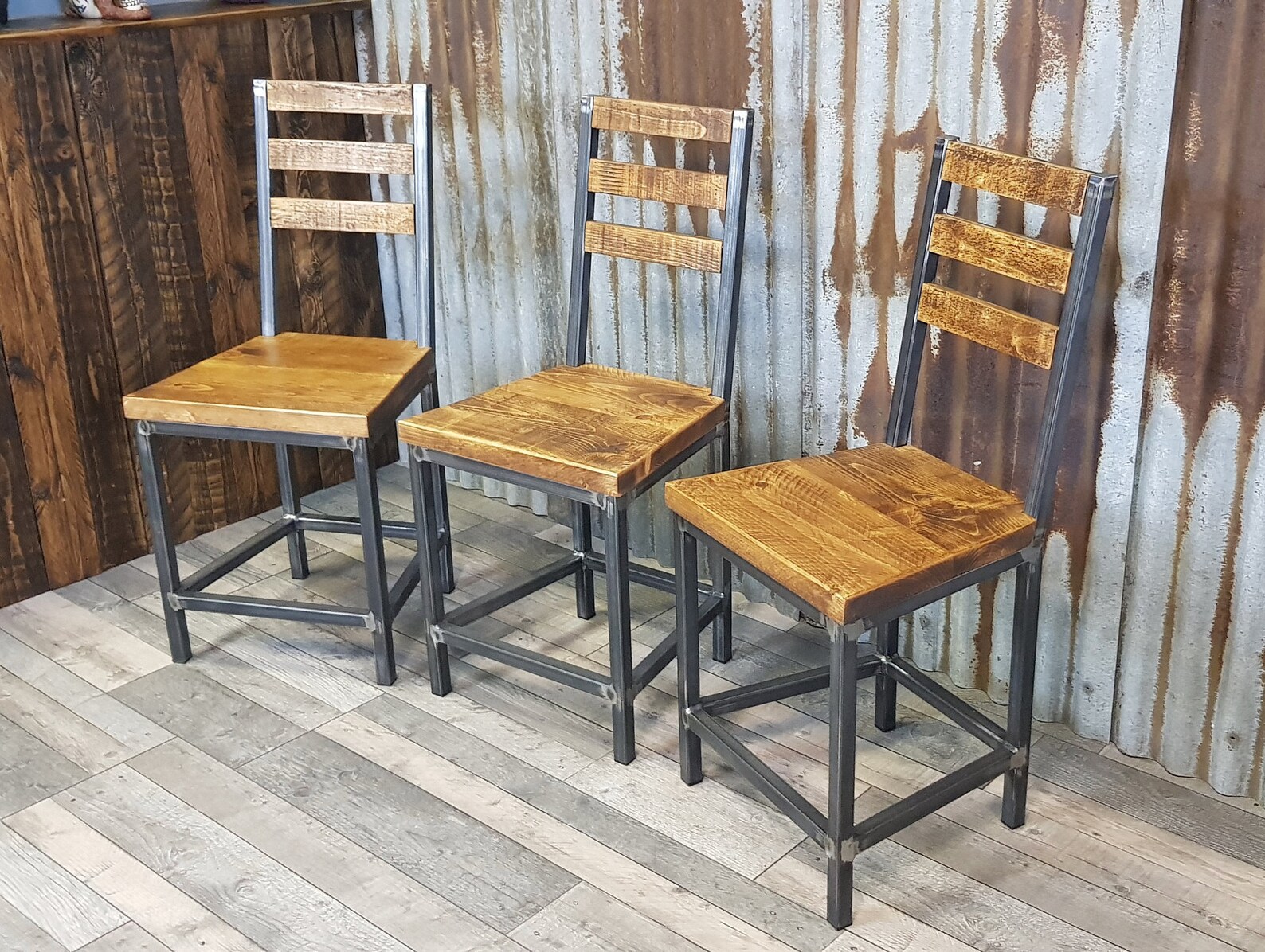 Industrial style dining chair bespoke dining chairs wooden Etsy