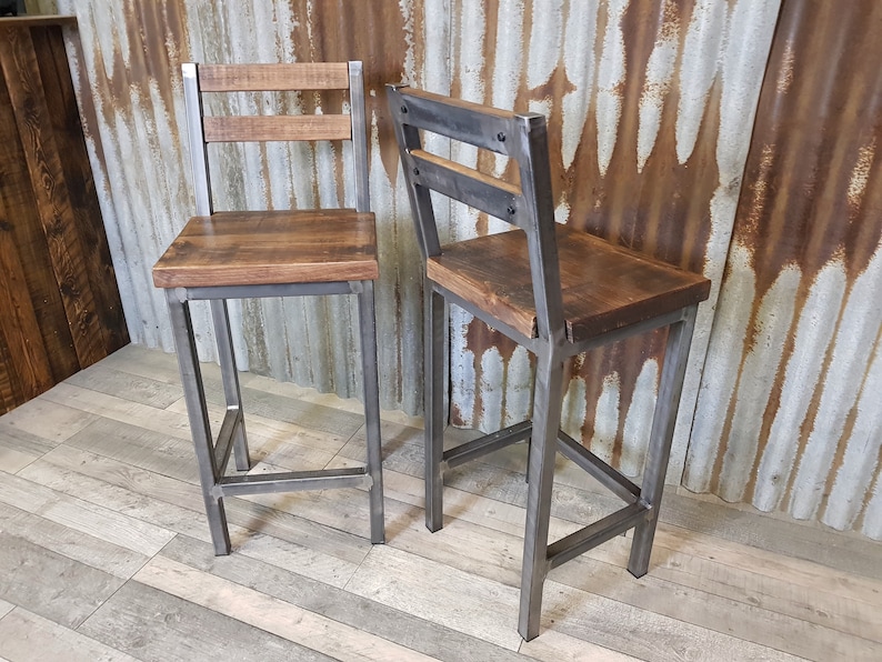 Breakfast bar stools modern-Industrial style, bar stools for poser tables, stools with backs image 2