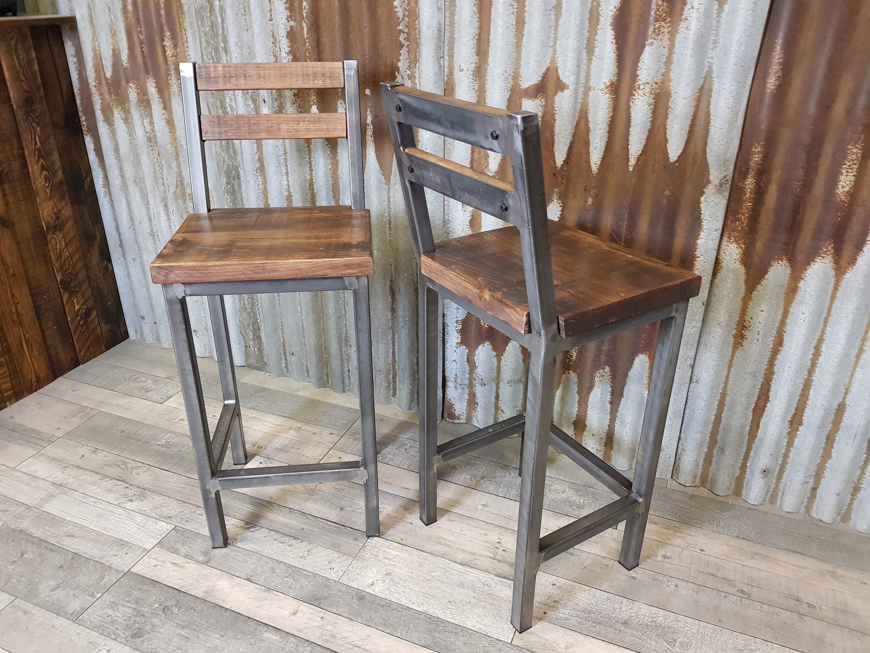 Distressed wood counter stools deals