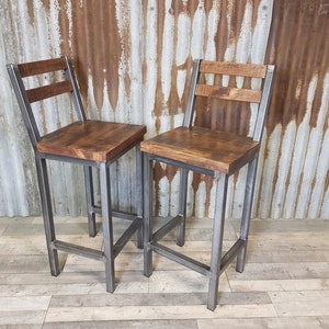 Breakfast bar stools modern-Industrial style, bar stools for poser tables, stools with backs image 1